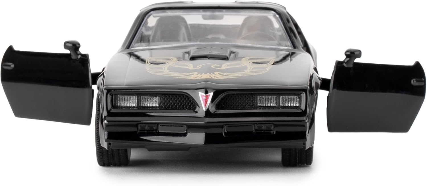 Pontiac Firebird Trans Am Toy Car, 1:36 Scale Diecast Pull Back Model Car, Doors Open, Collection Kids Toy for Aged 3 and up, Gift Black