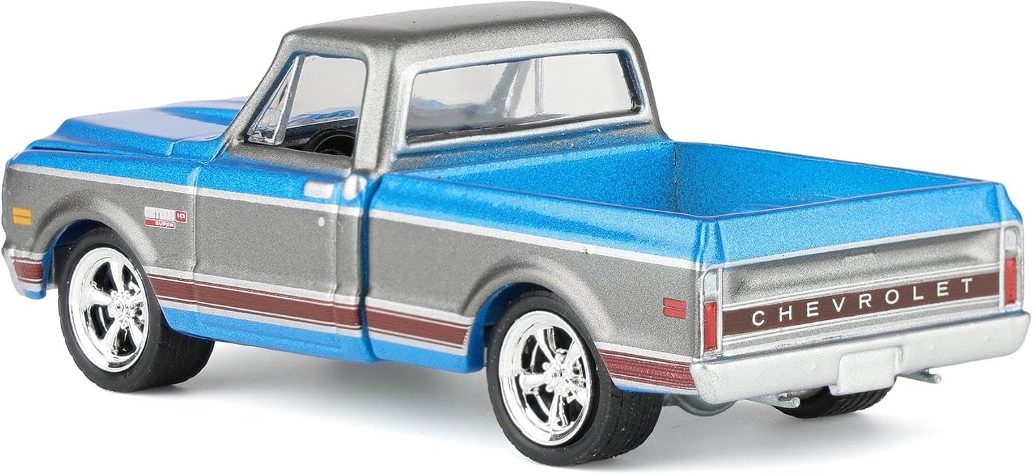 Greenlight 1/64 1972 Chevy C10 Cheyenne Short Bed Pickup Truck, Blue/Gray, Hobby Exclusive 30567
