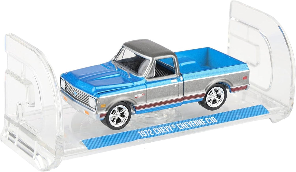 Greenlight 1/64 1972 Chevy C10 Cheyenne Short Bed Pickup Truck, Blue/Gray, Hobby Exclusive 30567