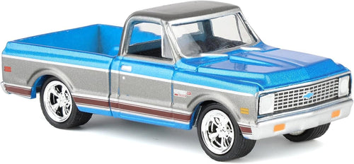 Greenlight 1/64 1972 Chevy C10 Cheyenne Short Bed Pickup Truck, Blue/Gray, Hobby Exclusive 30567