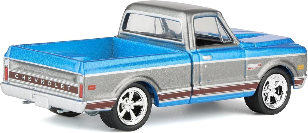 Greenlight 1/64 1972 Chevy C10 Cheyenne Short Bed Pickup Truck, Blue/Gray, Hobby Exclusive 30567